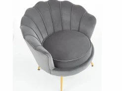 MSO Sillón|Sillón de concha de terciopelo con patas doradas CAPRICA