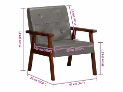 vidaxl Sillón de cuero auténtico Gris Discount