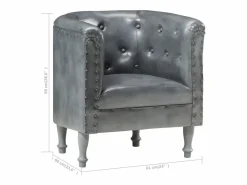 vidaxl Sillón de cuero auténtico Gris