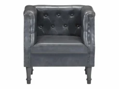 Clicnbuy Sillón de cuero auténtico Gris Hot