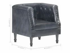 Clicnbuy Sillón de cuero auténtico Gris Hot