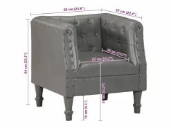 Clicnbuy Sillón de cuero auténtico Gris Hot