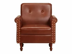 Clicnbuy Sillón de cuero auténtico marrón Marru00f3n Sale