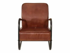 Clicnbuy Sillón de cuero auténtico marrón Marru00f3n New