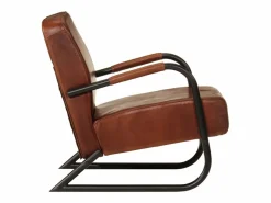 Clicnbuy Sillón de cuero auténtico marrón Marru00f3n New