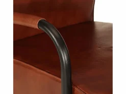 Clicnbuy Sillón de cuero auténtico marrón Marru00f3n New