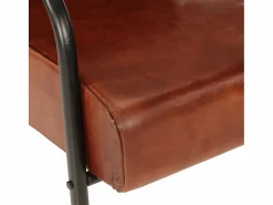Clicnbuy Sillón de cuero auténtico marrón Marru00f3n New