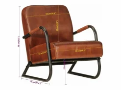 Clicnbuy Sillón de cuero auténtico marrón Marru00f3n New