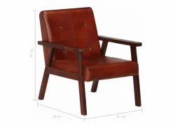 Sillón de cuero auténtico marrón oscuro^Clicnbuy Hot