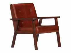 Sillón de cuero auténtico marrón oscuro^Clicnbuy Hot