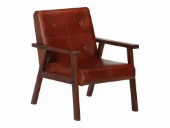 Sillón de cuero auténtico marrón oscuro^Clicnbuy Hot