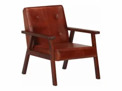 Sillón de cuero auténtico marrón oscuro^Clicnbuy Hot