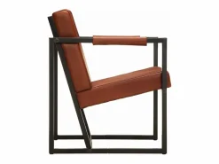Sillón de cuero auténtico marrón^Clicnbuy Online
