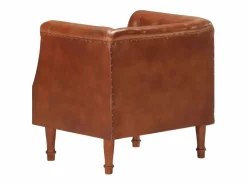 Clicnbuy Sillón de cuero auténtico marrón Marru00f3n Clearance
