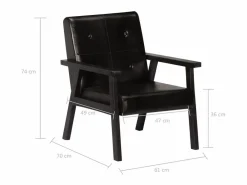 Clicnbuy Sillón de cuero auténtico Negro New