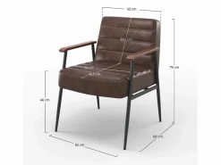 Rendez-Vous Déco Sillón de cuero de búfalo marrón y metal negro - Hugues Marru00f3n Clearance