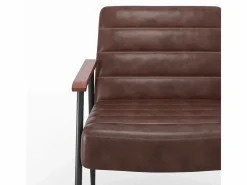 Rendez-Vous Déco Sillón de cuero de búfalo marrón y metal negro - Hugues Marru00f3n Clearance