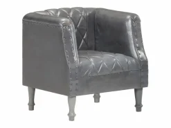 vidaxl Sillón de cuero de cabra auténtico Gris