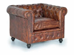 Sillón de cuero y metal marrón^Giner y colomer Sale
