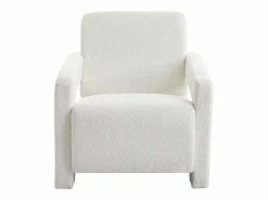 Vente-unique Sillón de diseño de tela bouclé color ISPARTA Blanco Best