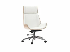 Miliboo Silla De Oficina|Sillón de escritorio moderno madera clara y blanca CURVED
