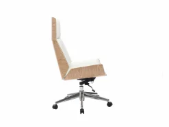 Miliboo Silla De Oficina|Sillón de escritorio moderno madera clara y blanca CURVED