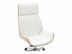 Miliboo Silla De Oficina|Sillón de escritorio moderno madera clara y blanca CURVED