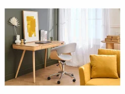Sillón de escritorio moderno tejido y madera clara OKTAV^Miliboo Sale