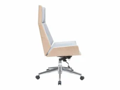 Miliboo Sillón de escritorio moderno tejido y madera clara CURVED Gris Sale