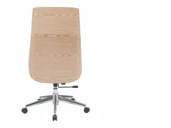 Miliboo Sillón de escritorio moderno tejido y madera clara CURVED Gris Sale