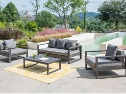 MYLIA Salones De Jardín|Sillón de jardín de aluminio - antracita - MOLOKAI