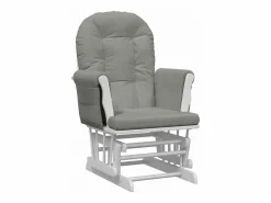 vidaxl Sillón Balancín|Sillón de lactancia con taburete tela claro