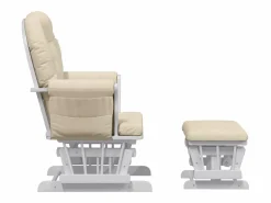 vidaxl Sillón de lactancia con taburete tela blanco Crema New