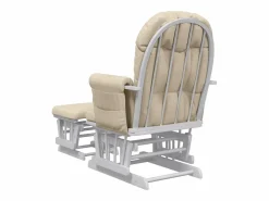 vidaxl Sillón de lactancia con taburete tela blanco Crema New