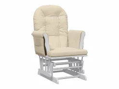 vidaxl Sillón de lactancia con taburete tela blanco Crema New
