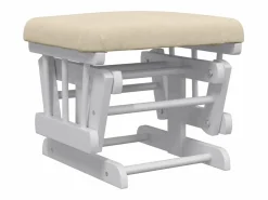 vidaxl Sillón de lactancia con taburete tela blanco Crema New
