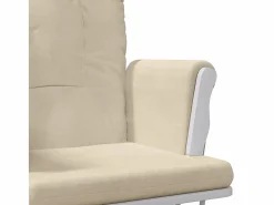 vidaxl Sillón de lactancia con taburete tela blanco Crema New