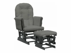 vidaxl Sillón Balancín|Sillón de lactancia con taburete tela oscuro