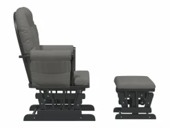 vidaxl Sillón Balancín|Sillón de lactancia con taburete tela oscuro