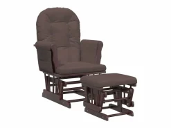 vidaxl Sillón Balancín|Sillón de lactancia con taburete tela marrón