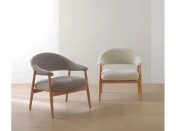 Sillón de madera de roble tapizado en Blanco Clearance