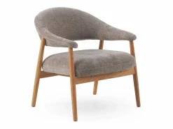 Sillón de madera de roble tapizado en Topo Outlet