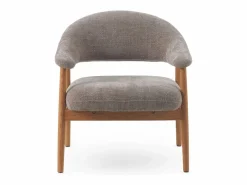 Sillón de madera de roble tapizado en Topo Outlet