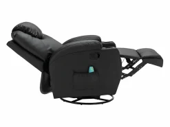 Vente-unique Sillón de masaje de piel sintética - - SILVANO - acupresión y vibraciones Negro New