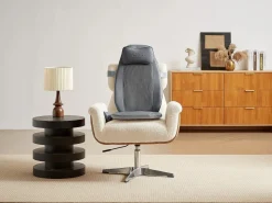 Vente-unique Sillón de masaje Shiatsu - Imitación - 3 intensidades de masaje - - APASIA Gris