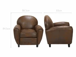 Sillón de microfibra marrón antiguo - Club^Rendez-Vous Déco Outlet