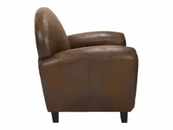 Sillón de microfibra marrón antiguo - Club^Rendez-Vous Déco Outlet