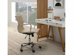 VS Venta-stock Silla De Oficina|Sillón de Oficina Croma reclinable Taupe, Piel sintética, Altura Ajustable