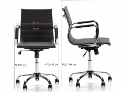VS Venta-stock Sillón de Oficina Croma reclinable , Piel sintética, Altura Ajustable Negro Online