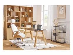 Miliboo Silla De Oficina|Sillón de oficina de dirección de diseño , madera oscura y metal MUSK